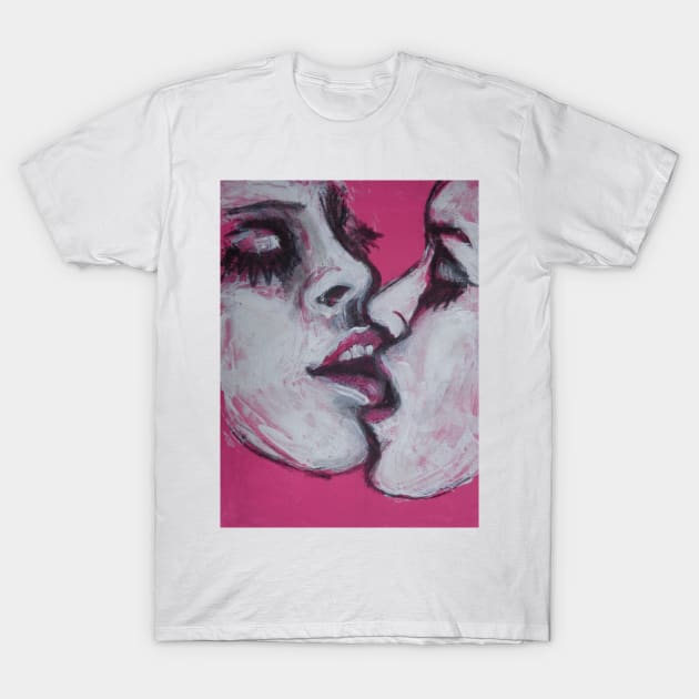 Lovers - Kiss in Pink T-Shirt by CarmenT